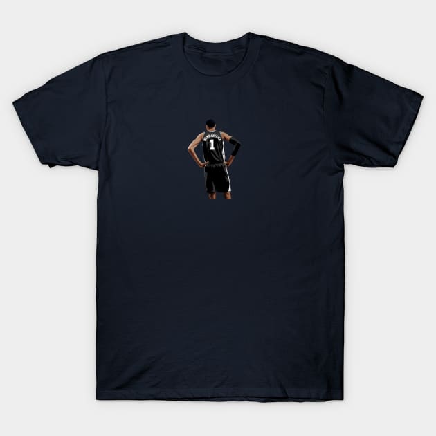 Victor Wembanyama Vector Back Black Qiangy T-Shirt by qiangdade